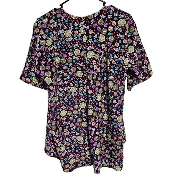 LuLaRoe Purple Floral Open Cardigan Kimono Style Womens Size 3 Top Short Sleeve - Picture 2 of 5